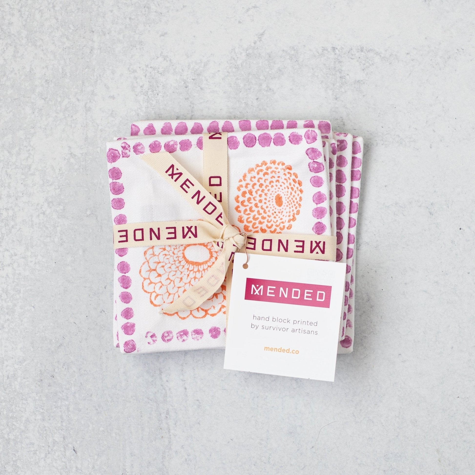 Cocktail Napkins (set of 4) - Marigold - Lilac & Melon - The Mended Company