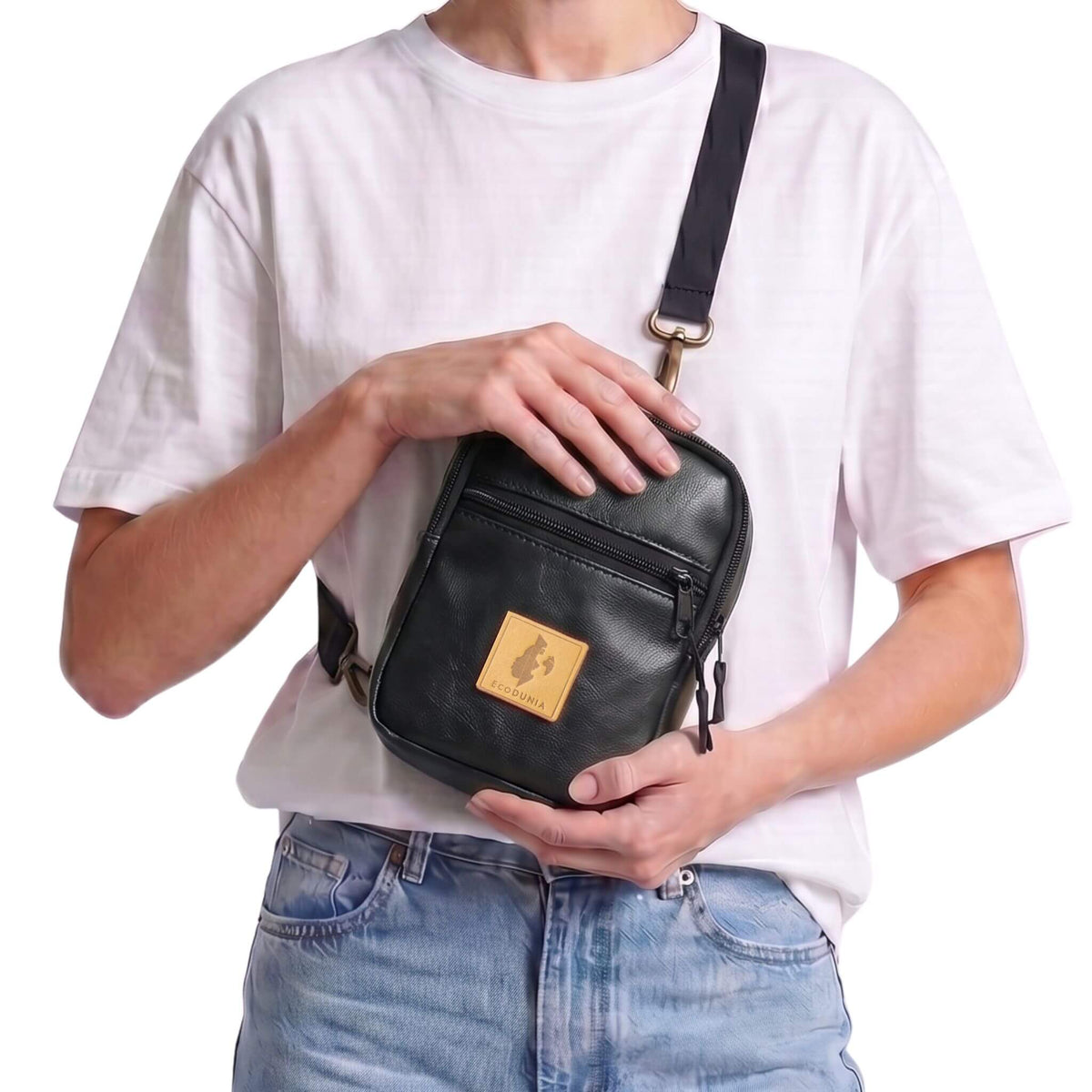 Rozi Vegan Leather Crossbody Bag 1L #color_pebble-black