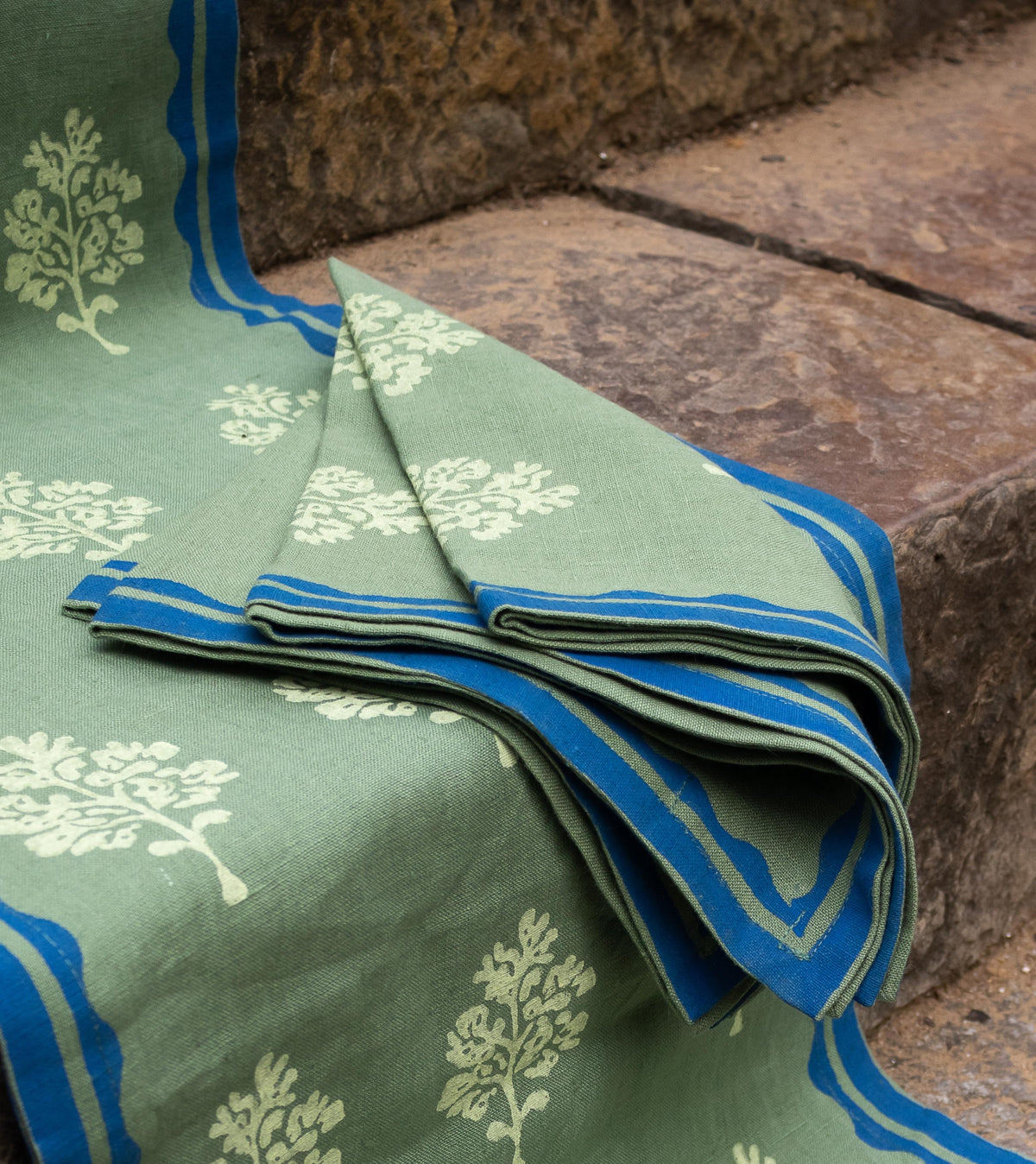 Sara - Pure Cotton Table Napkin Set of 2 - Oil Green
