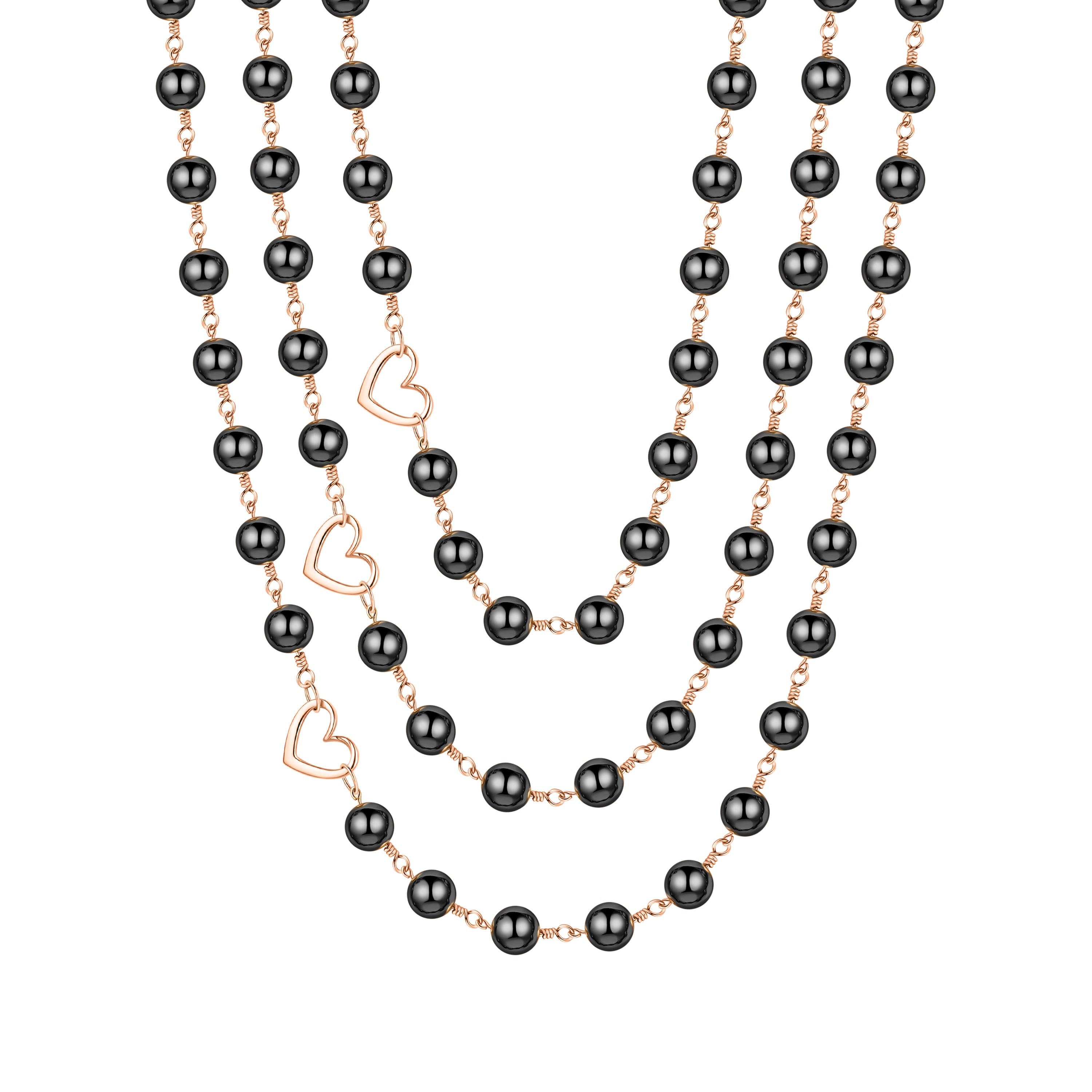 Heiress Black Hematite 3-Layer Necklace | Magnetic Clasp