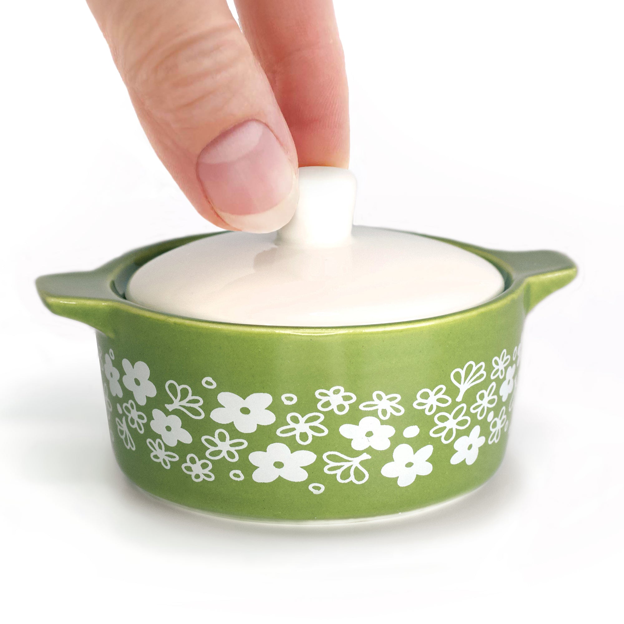 Pyrex-Inspired Spring Blossom Casserole Ceramic Trinket Box