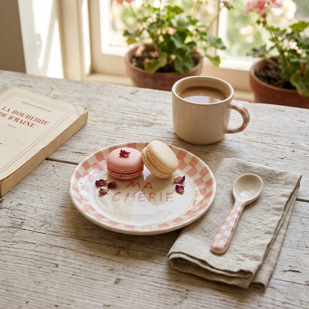 Ma Cherie Pink Ceramic Snack Plate 7x7 Inches Set of 2 - Casa Amarosa