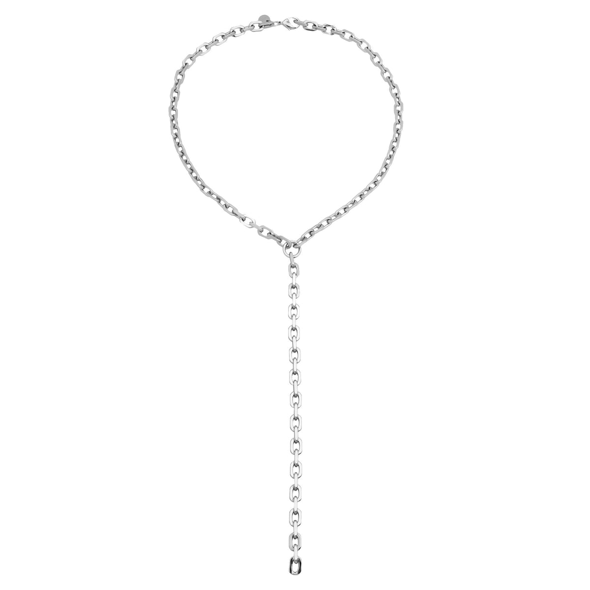 Silver Lennon Lariat Necklace with a stylish drop, perfect for your everyday look