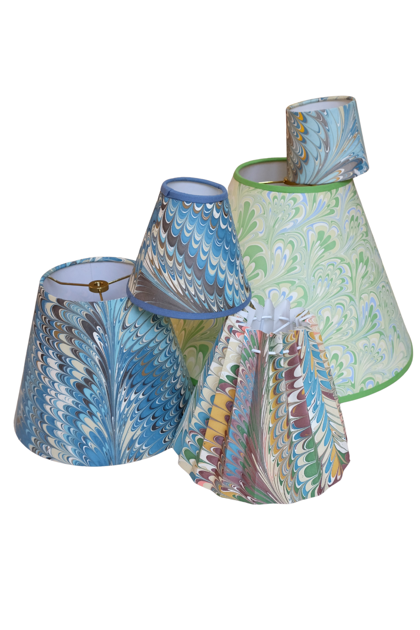 Seaglass peacock hand marbled 16-inch lampshades collection