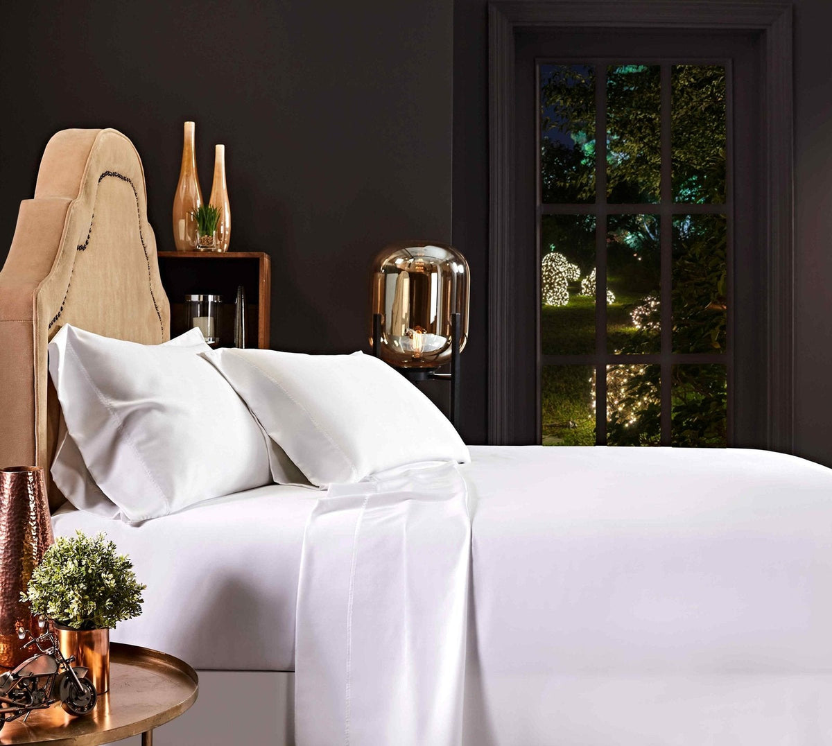CSS-509-7284_5|Silky soft 100% Lyocell sheets in pristine white, offering luxurious comfort and sustainable, breathable bedding.