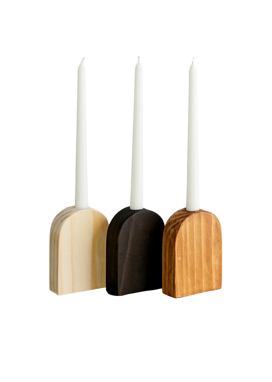 wooden arch design candle stand 