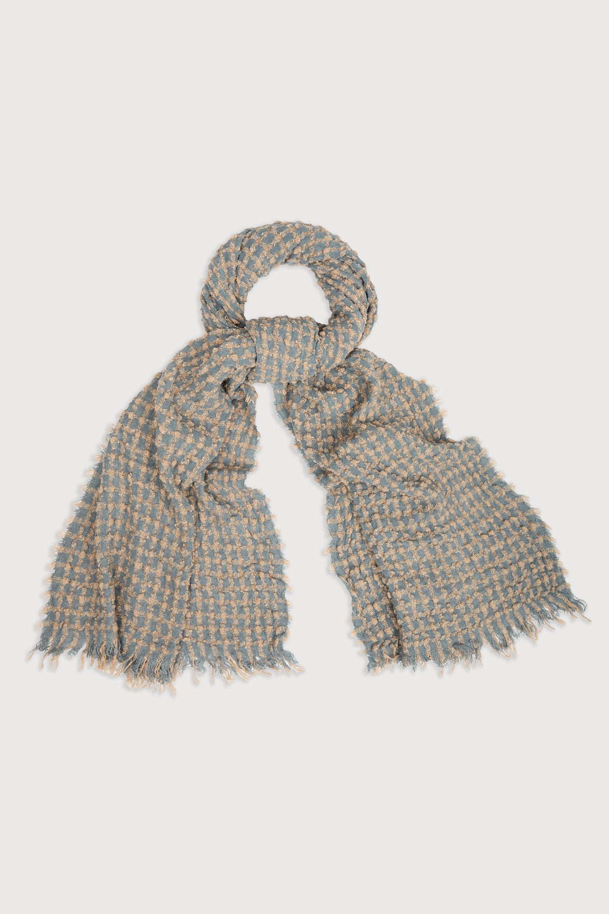 Crinkle Plaid Scarf - Light Blue
