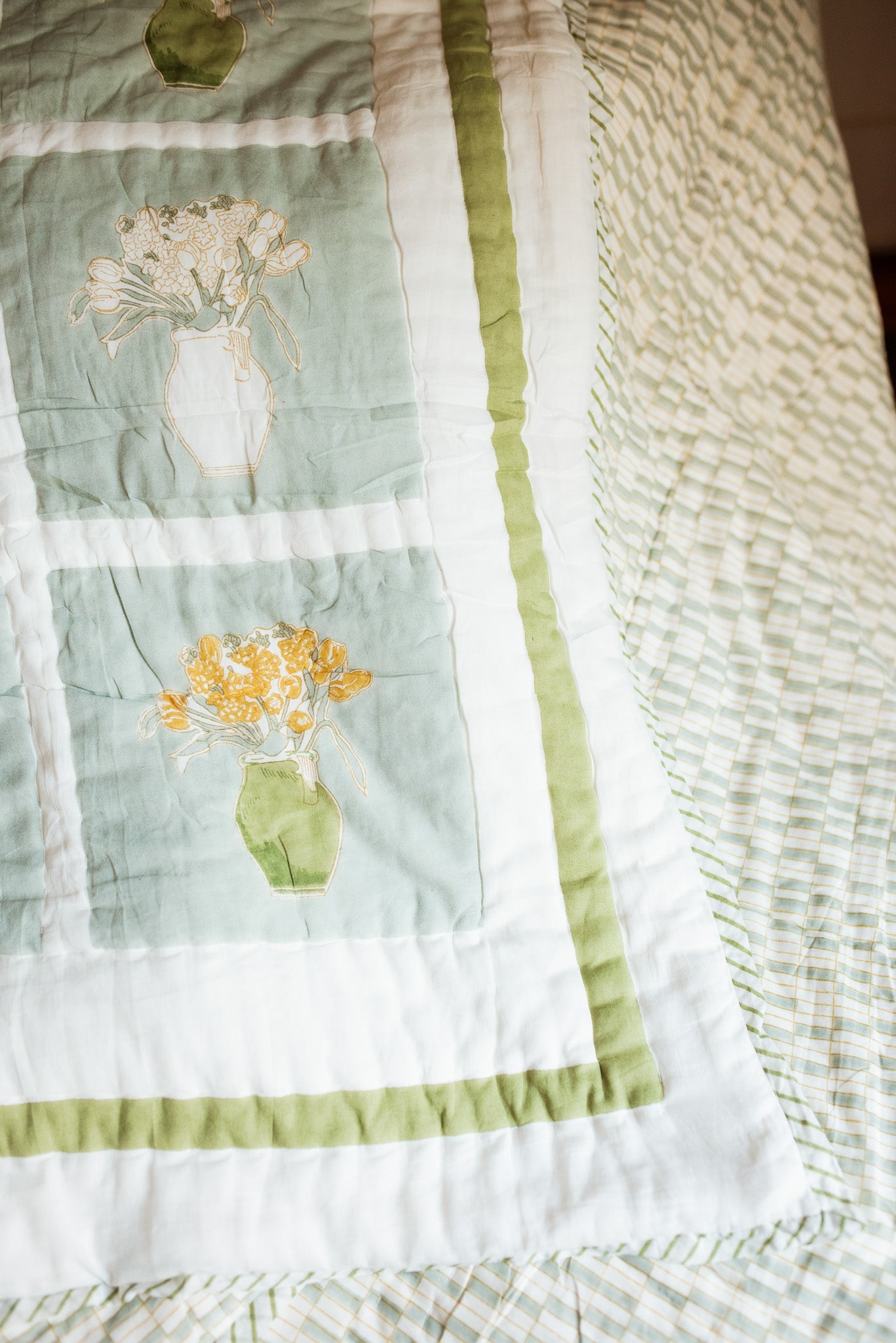 50×70 breathable cotton throw with hand-printed motifs on both sides, showcasing traditional Indian craftsmanship.
