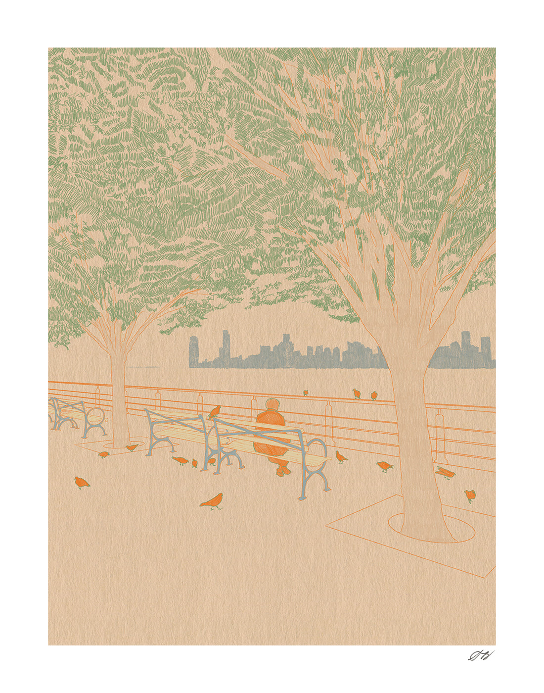 Pigeons Print by Stephanie Browne