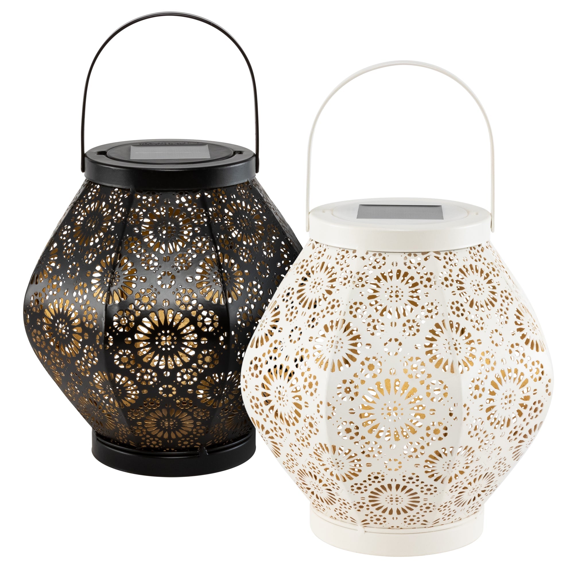 Metal Daisy Solar Lanterns - 2-Pack