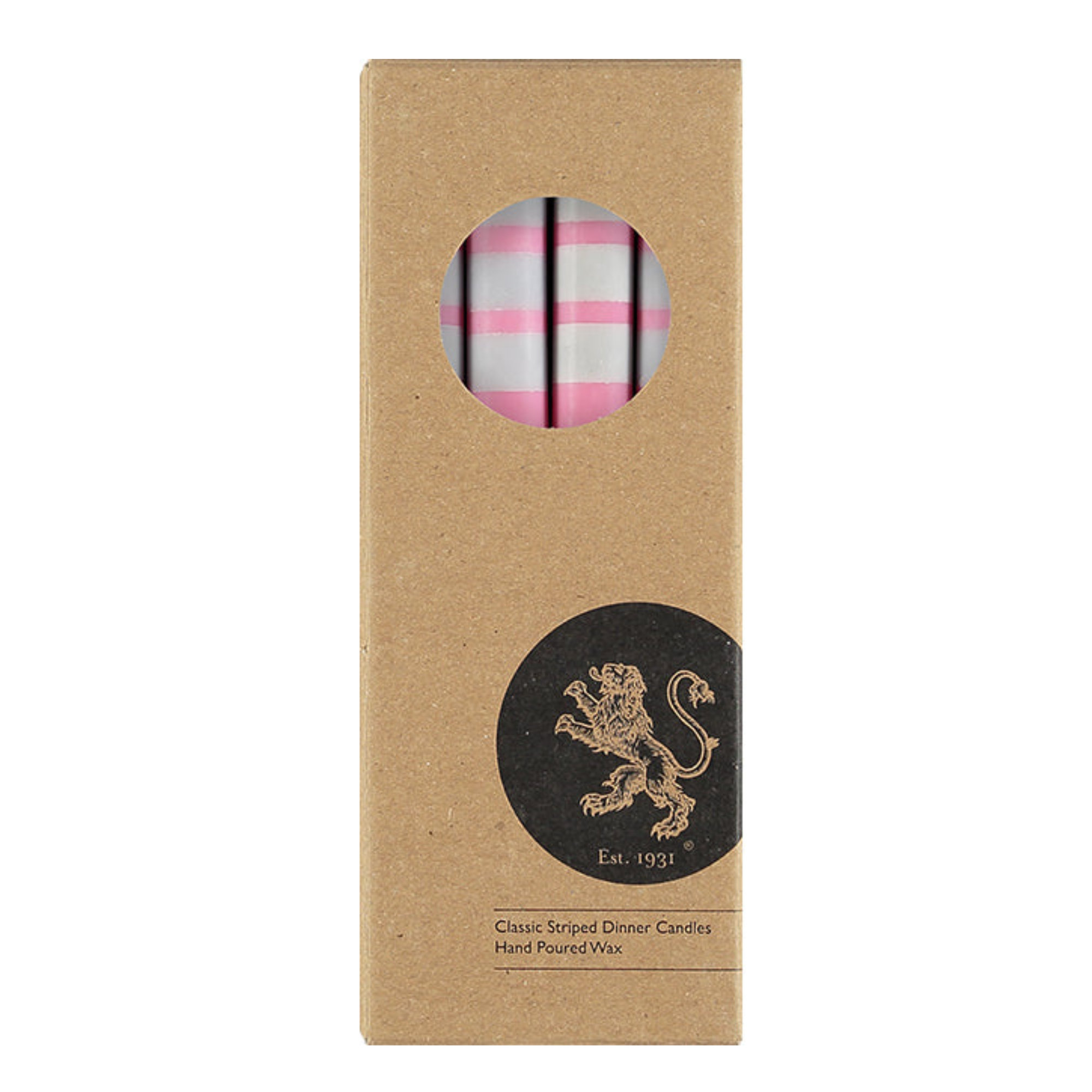 S/4 Striped Orange Flame, Willow & Neyron Rose Dinner Candles