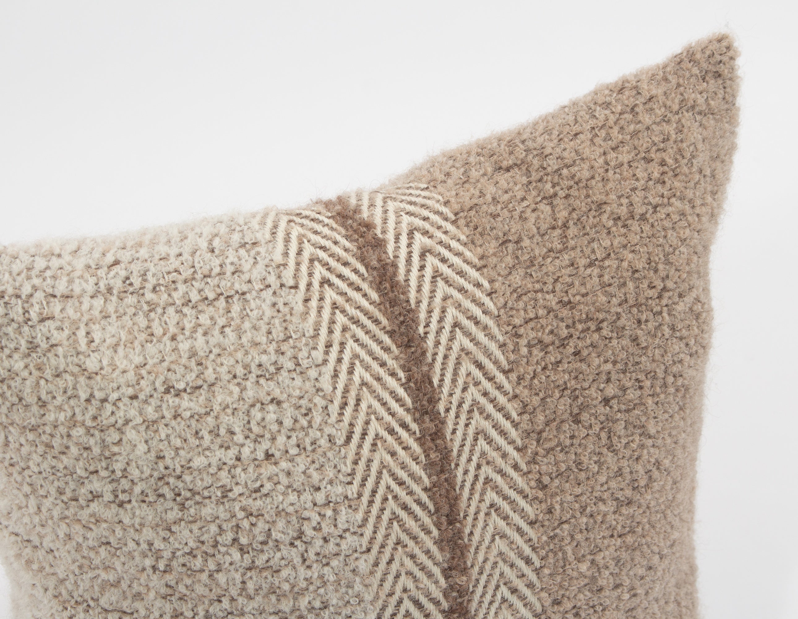 Handwoven Boucle Alpaca Pillow Cover - Brown