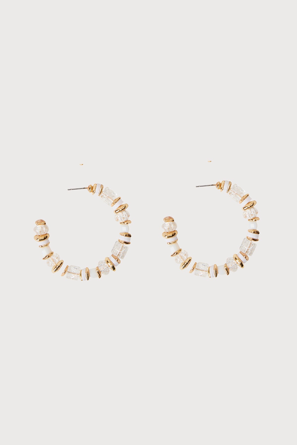 Beaded Crystal Hoop Earring - White