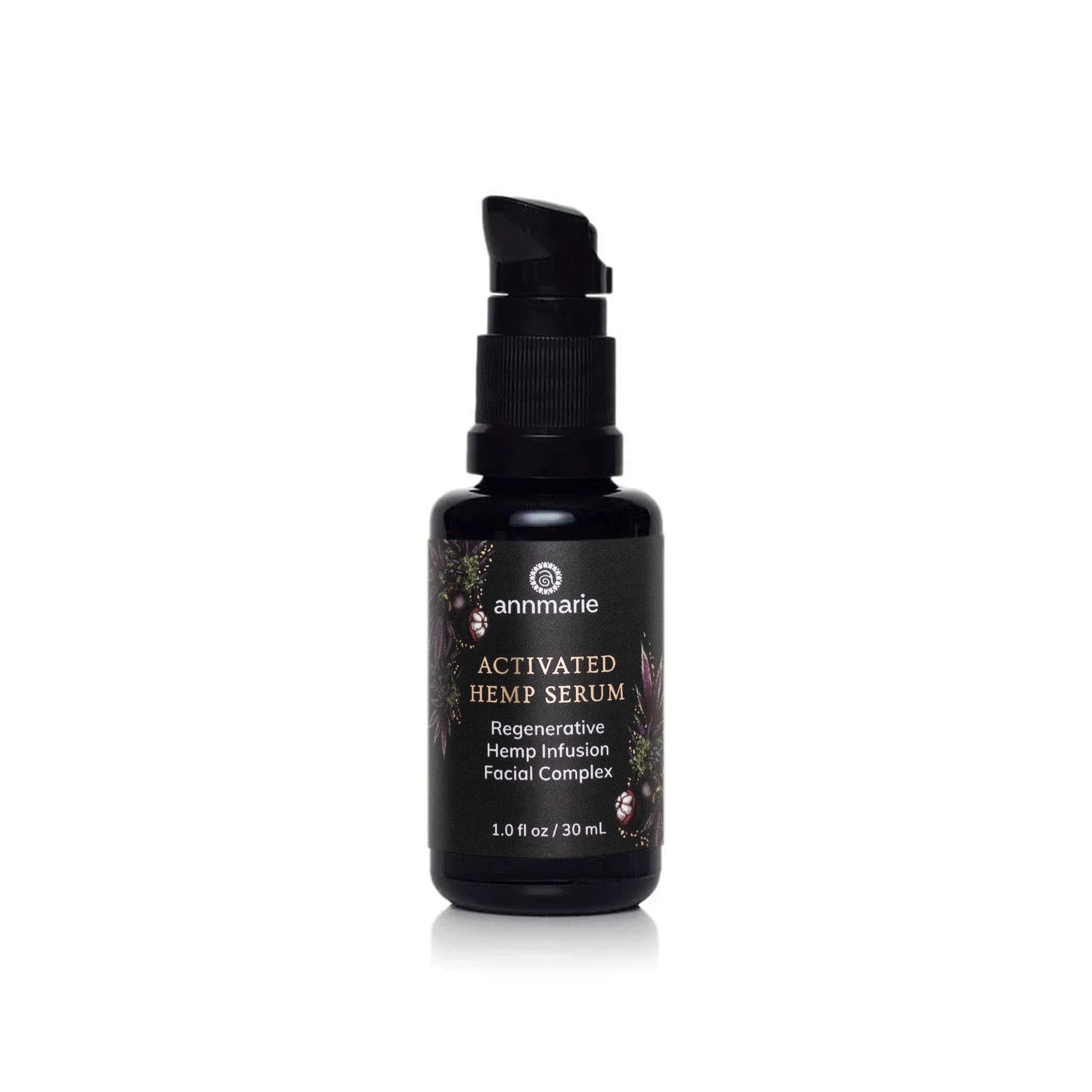 Activated Hemp Serum regenerative hemp infusion facial complex moisturizing serum bottle on a clean white background.