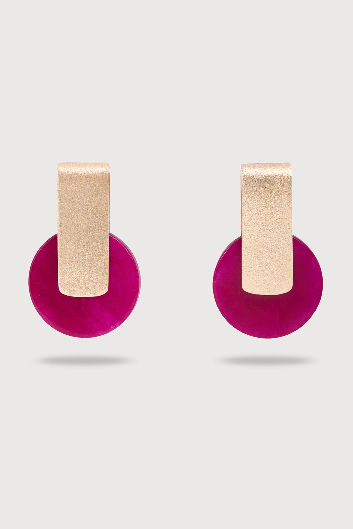 Modernist Disc Drop Earrings - Raspberry Pink