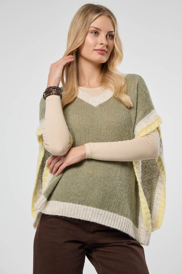 Colorblock Knit Sweater Vest - Moss