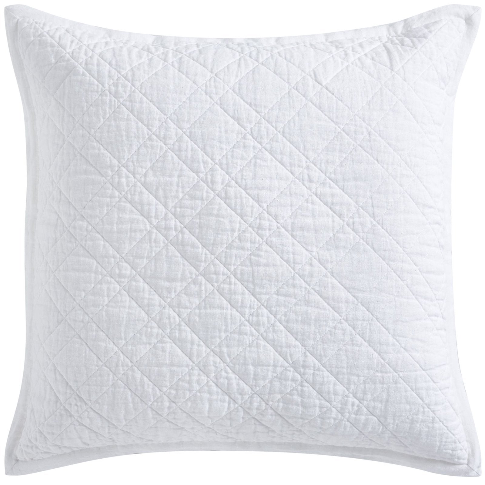 ES-253-2626-LOT1_1|White diamond-quilted cotton coverlet pillow sham, soft textured bedding, modern minimalist bedroom decor. Hypoallergenic, breathable.