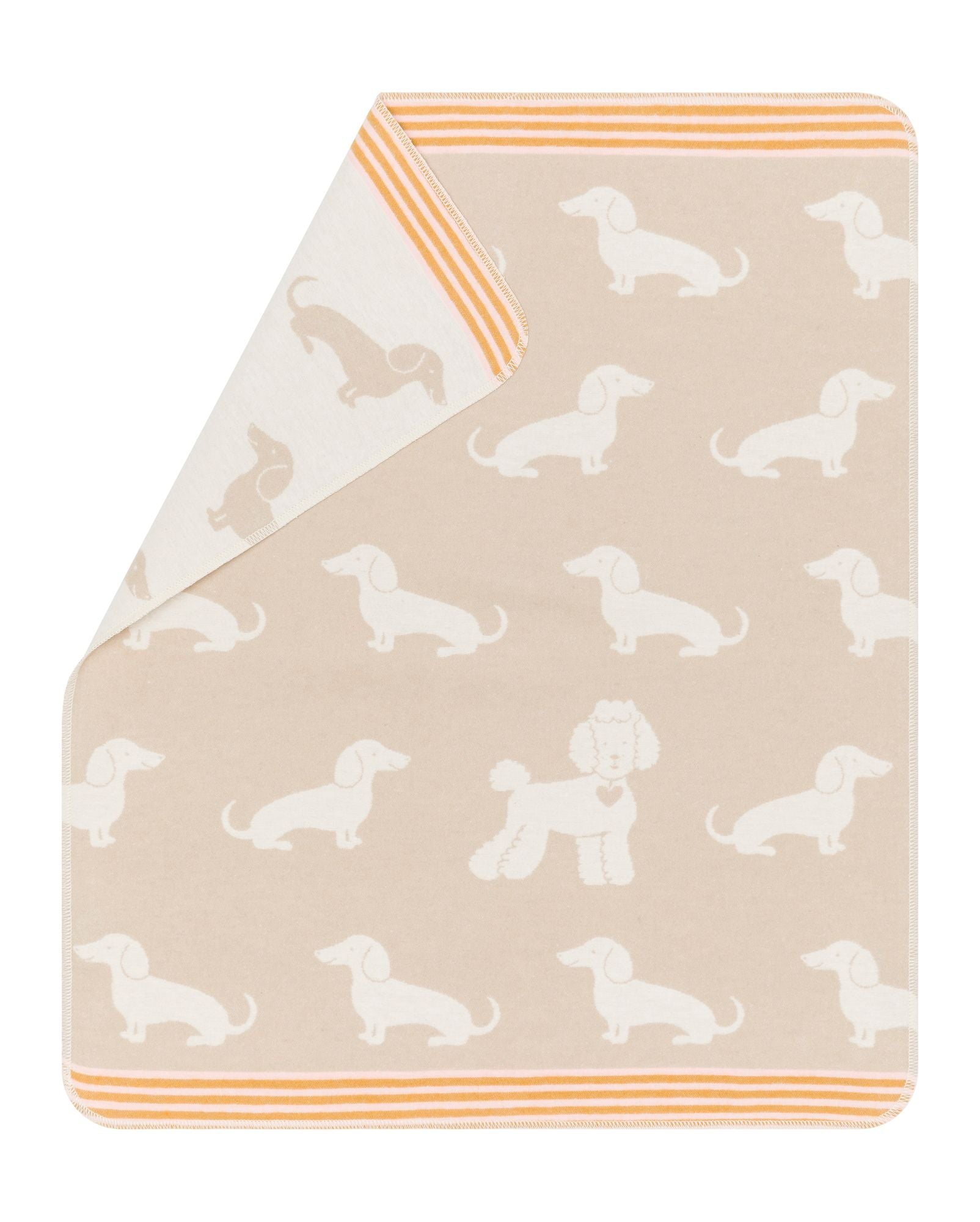JUWEL baby blanket "dachshund" in ecru . Blanket made by David Fussenegger , a family-run mill in Austria.
