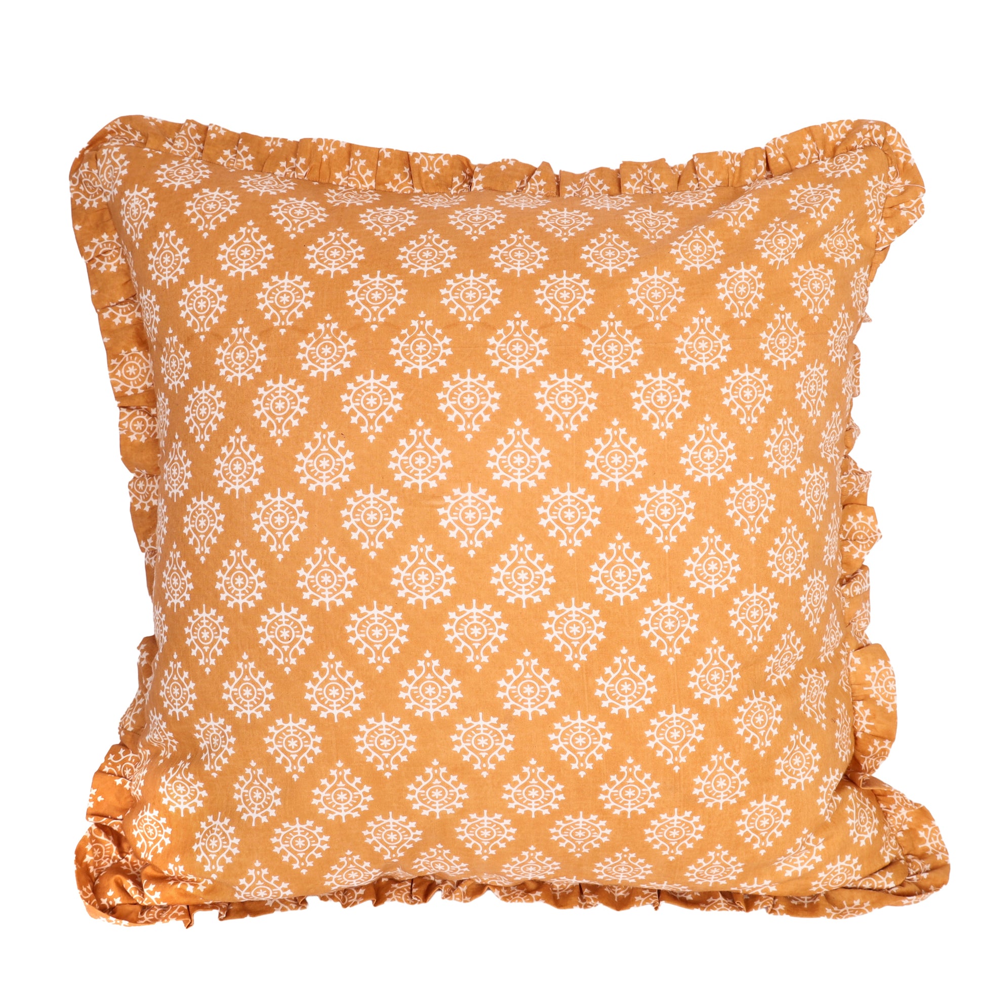 Marigold orange pillow cover, front view