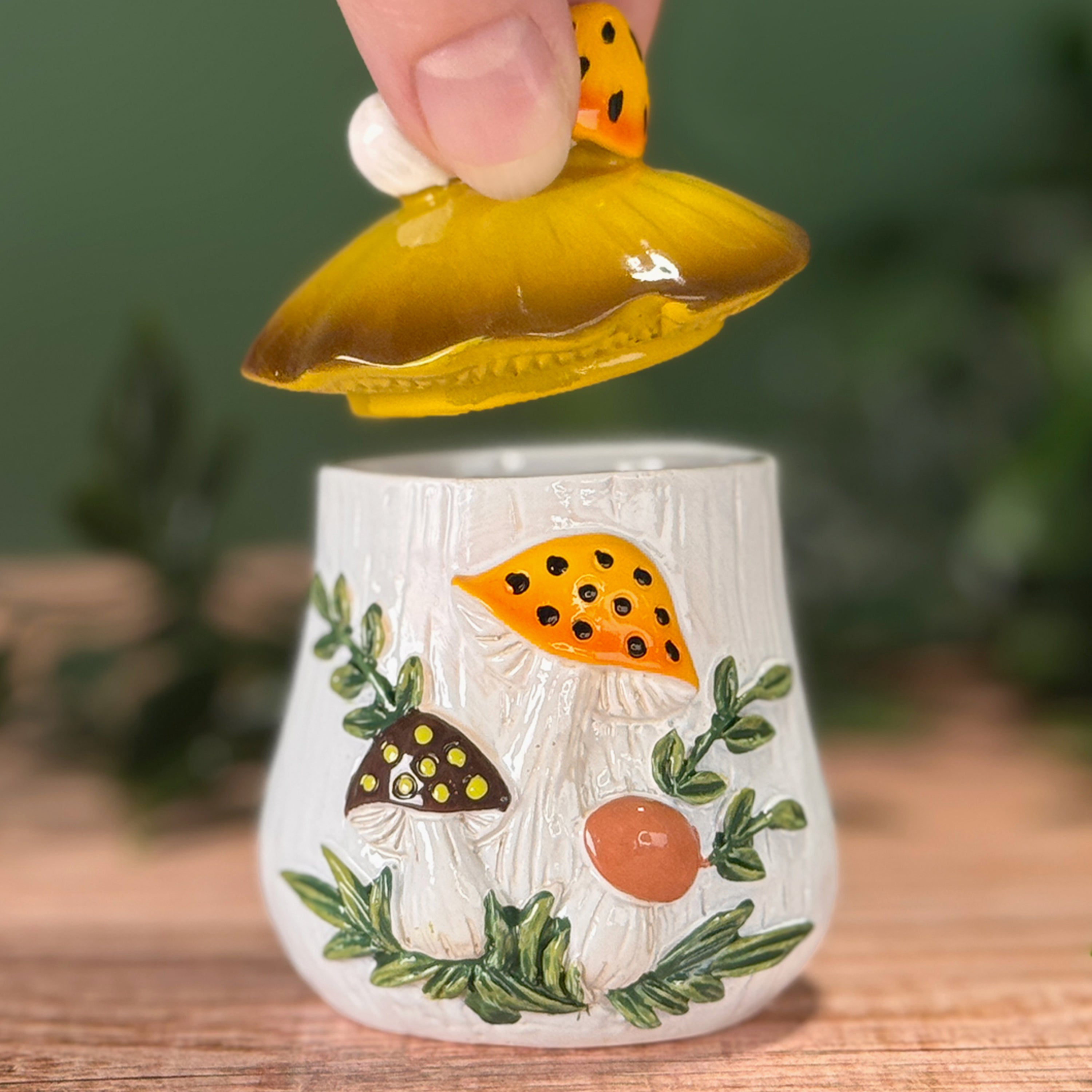 Merry Mushrooms-Inspired 70s Hand-Painted Trinket Box