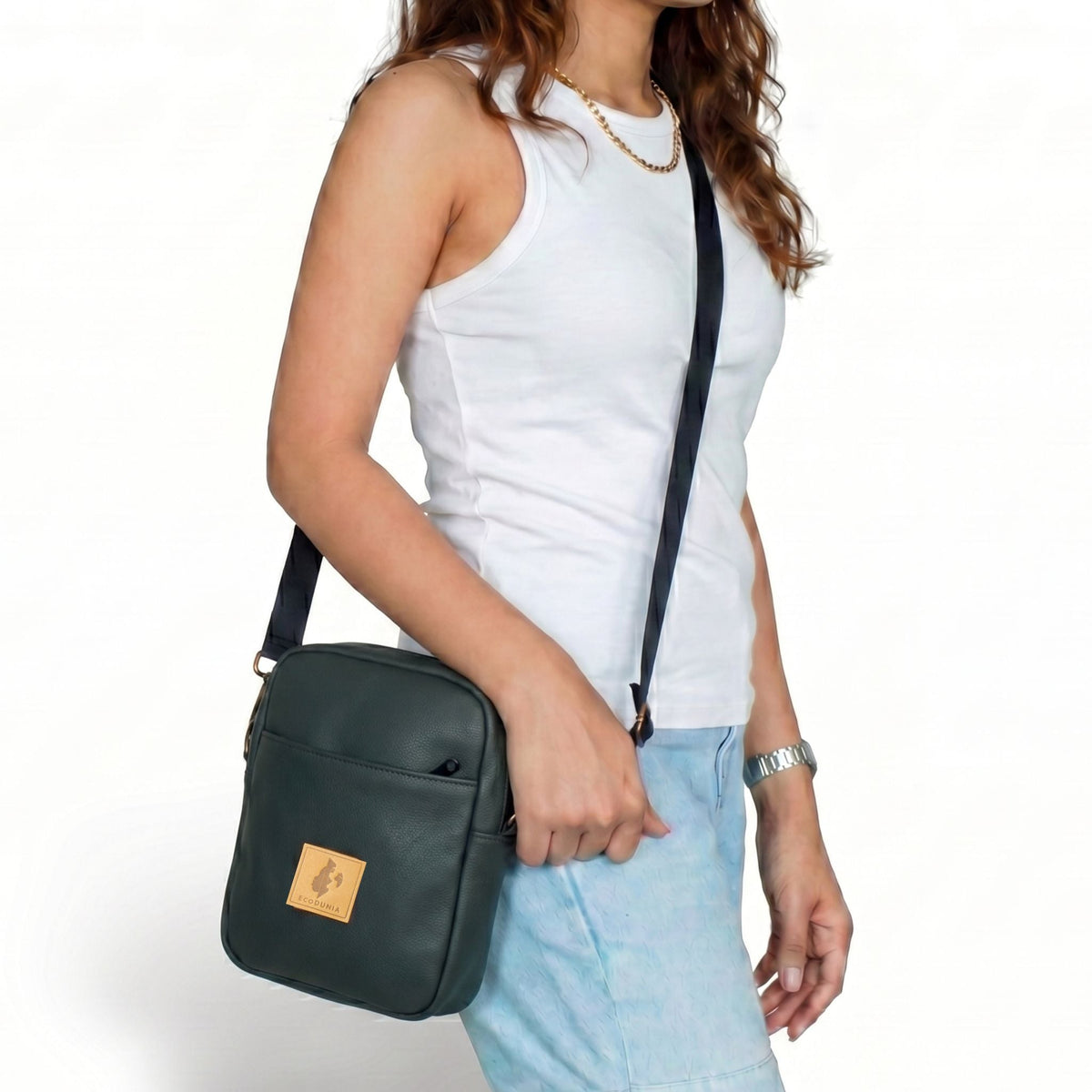 Rozi Vegan Leather Crossbody Bag 2L #color_pebble-black