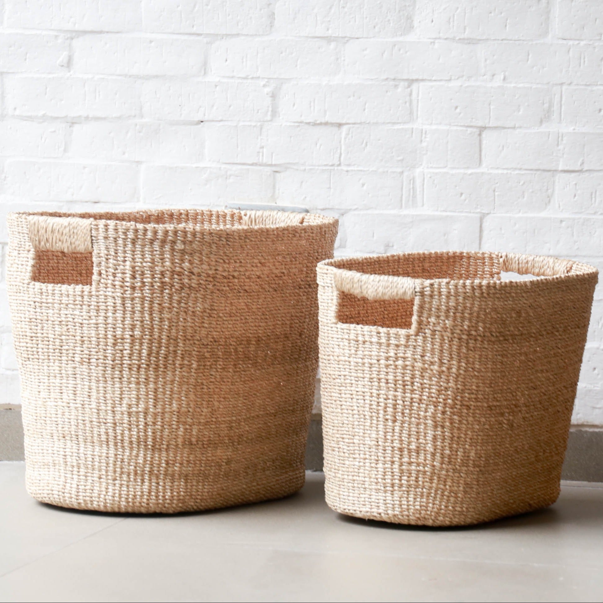 Baskets - Natural Oval Abaca Baskets, set of 2 - Wicker Hamper | LIKHÂ - LIKHÂ