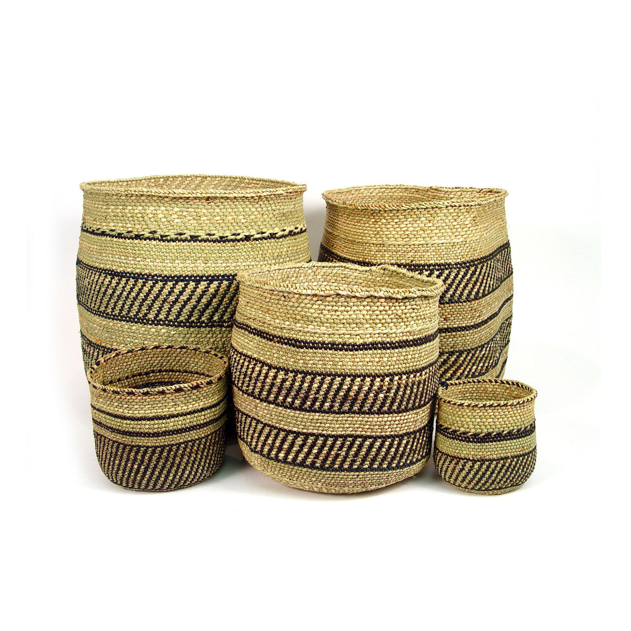 Iringa natural basket with black traditional stripe