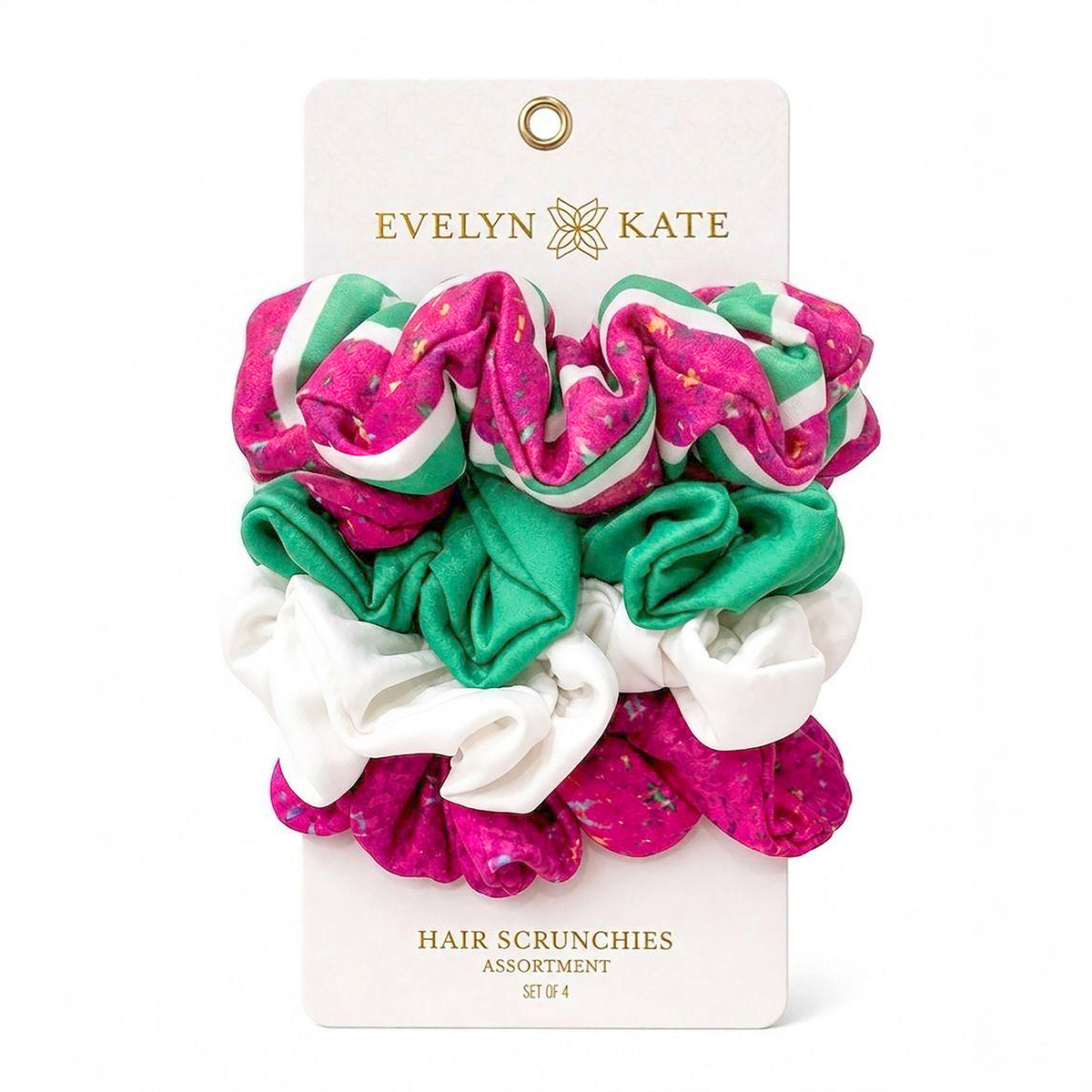 E&K Hair Scrunchies: Magenta Mirror Assortment (set of 4)