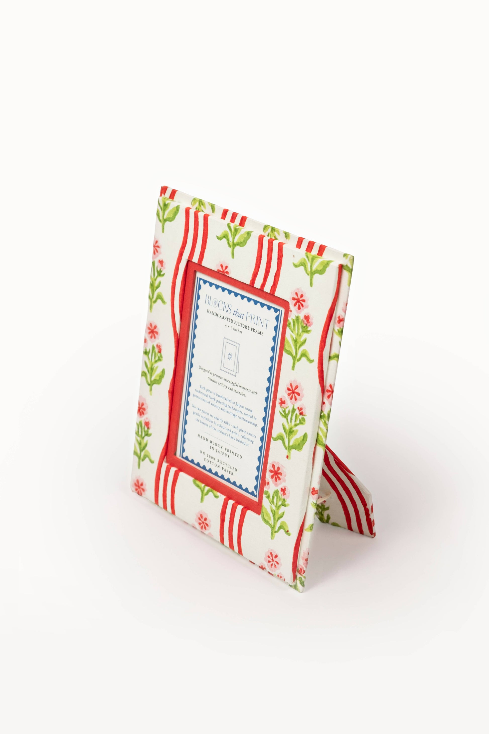 Medium Block Print Photo Frame (4 by 6) - Holly & Berry