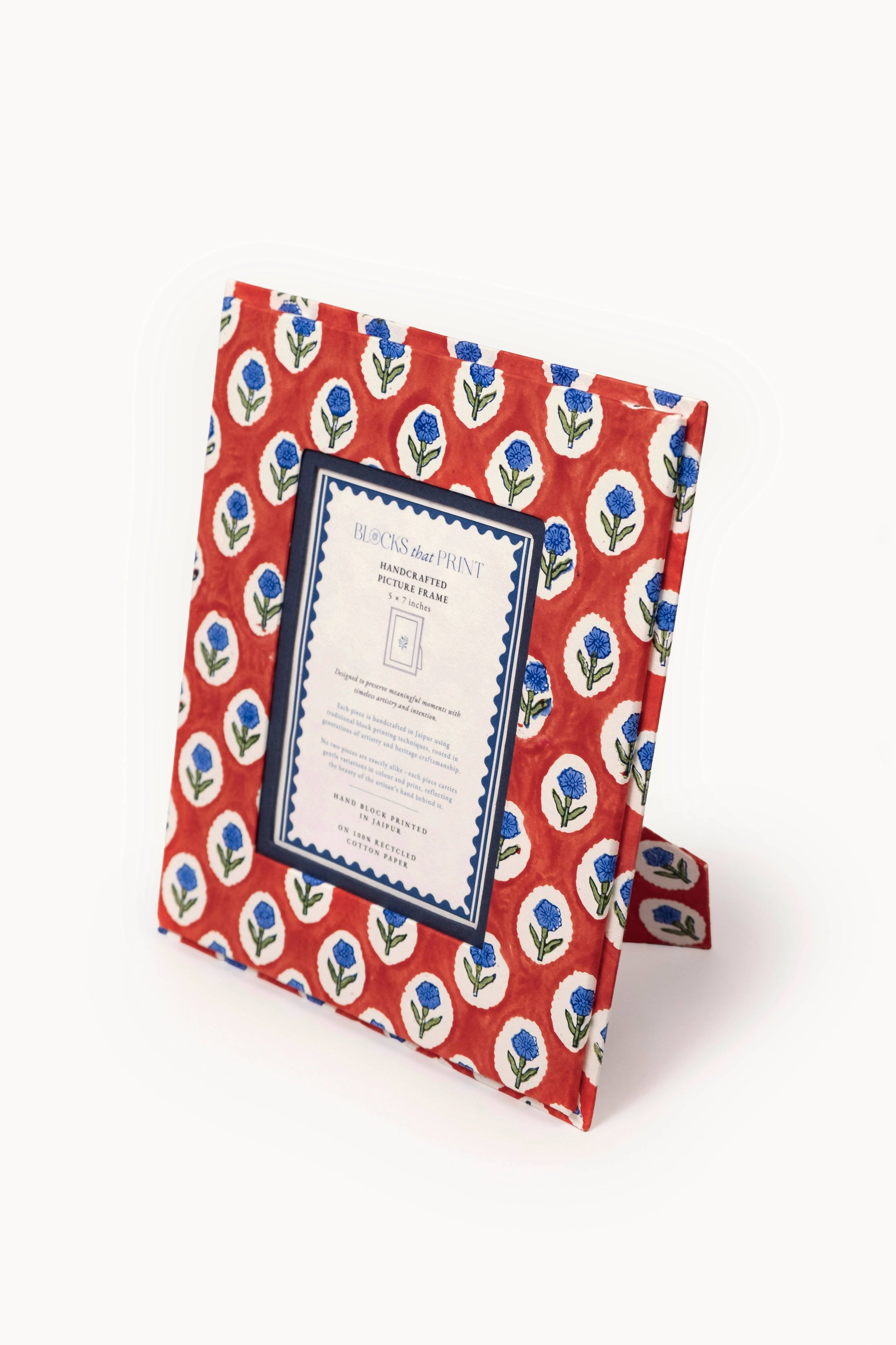 Large Block Print Photo Frame (5 by 7) - Crimson Buta