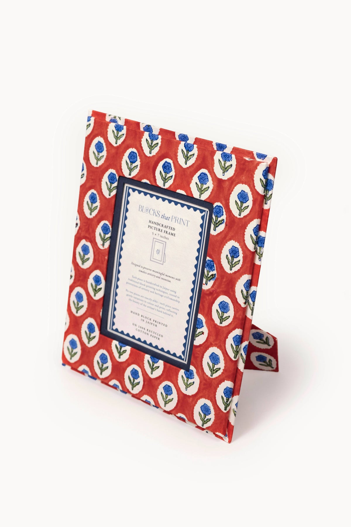 Large Block Print Photo Frame (5 by 7) - Crimson Buta