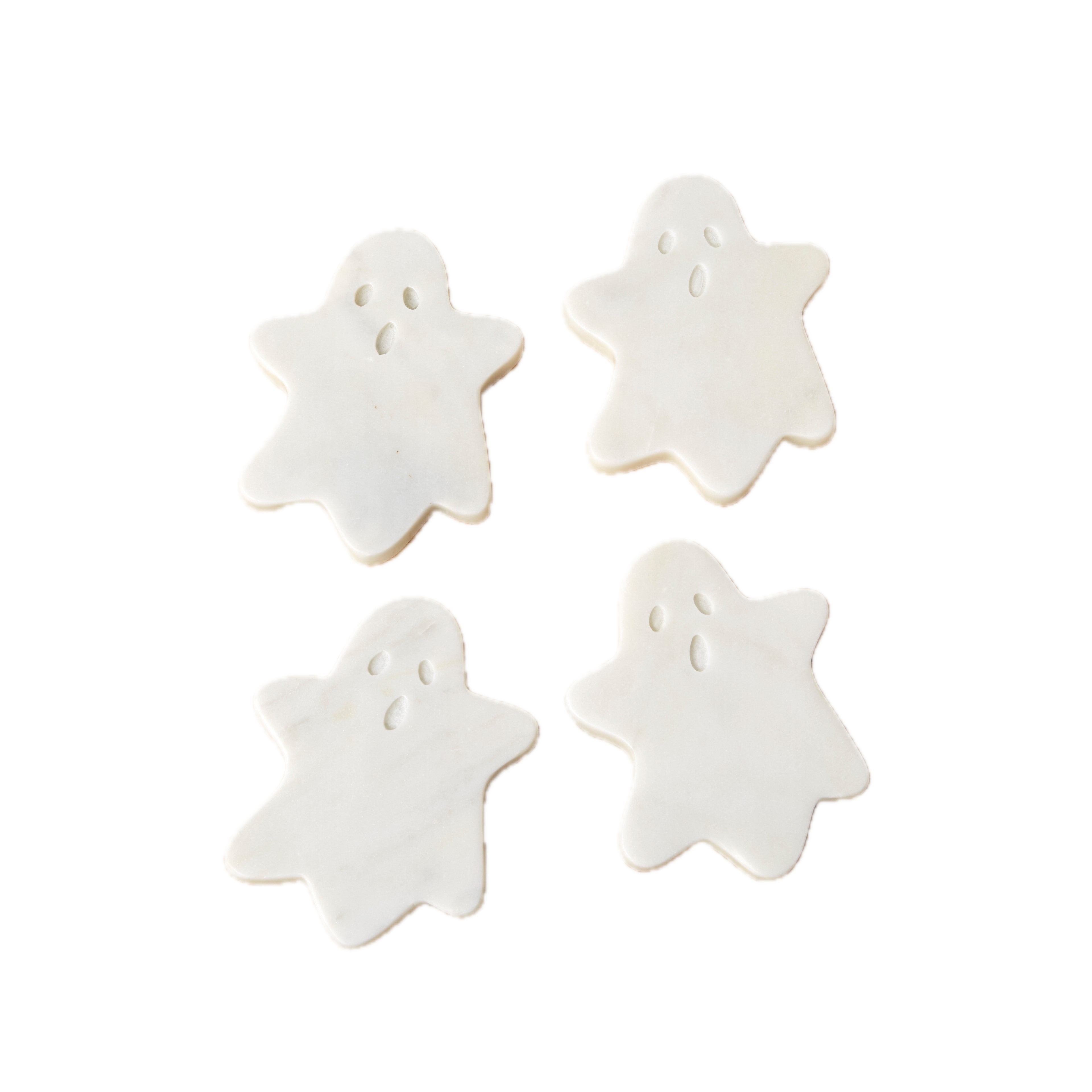 White Marble Ghost Coasters, Set of 4