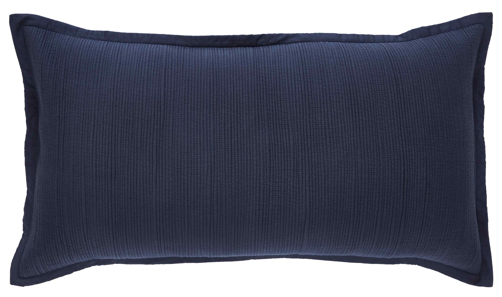 KS-167-2036-LOT1_1|Elegant navy blue quilted ribbed pillow sham coverlet, soft and stylish bedding accessory for modern bedroom decor.