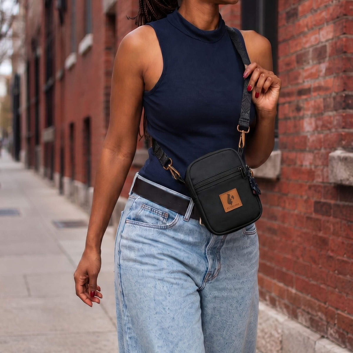 Rozi Canvas Crossbody Bag 1L | Mini Shoulder Bag #color_black