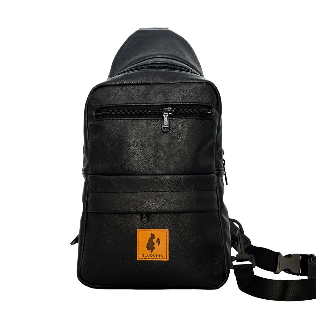 Umoja black vegan leather large crossbody sling bag #color_black