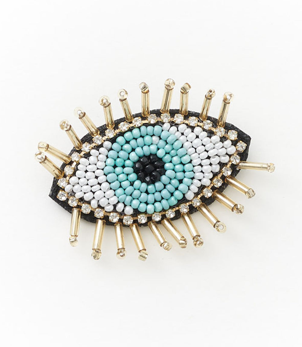 Bala Mani Beaded Evil Eye Brooch Pin - Handmade