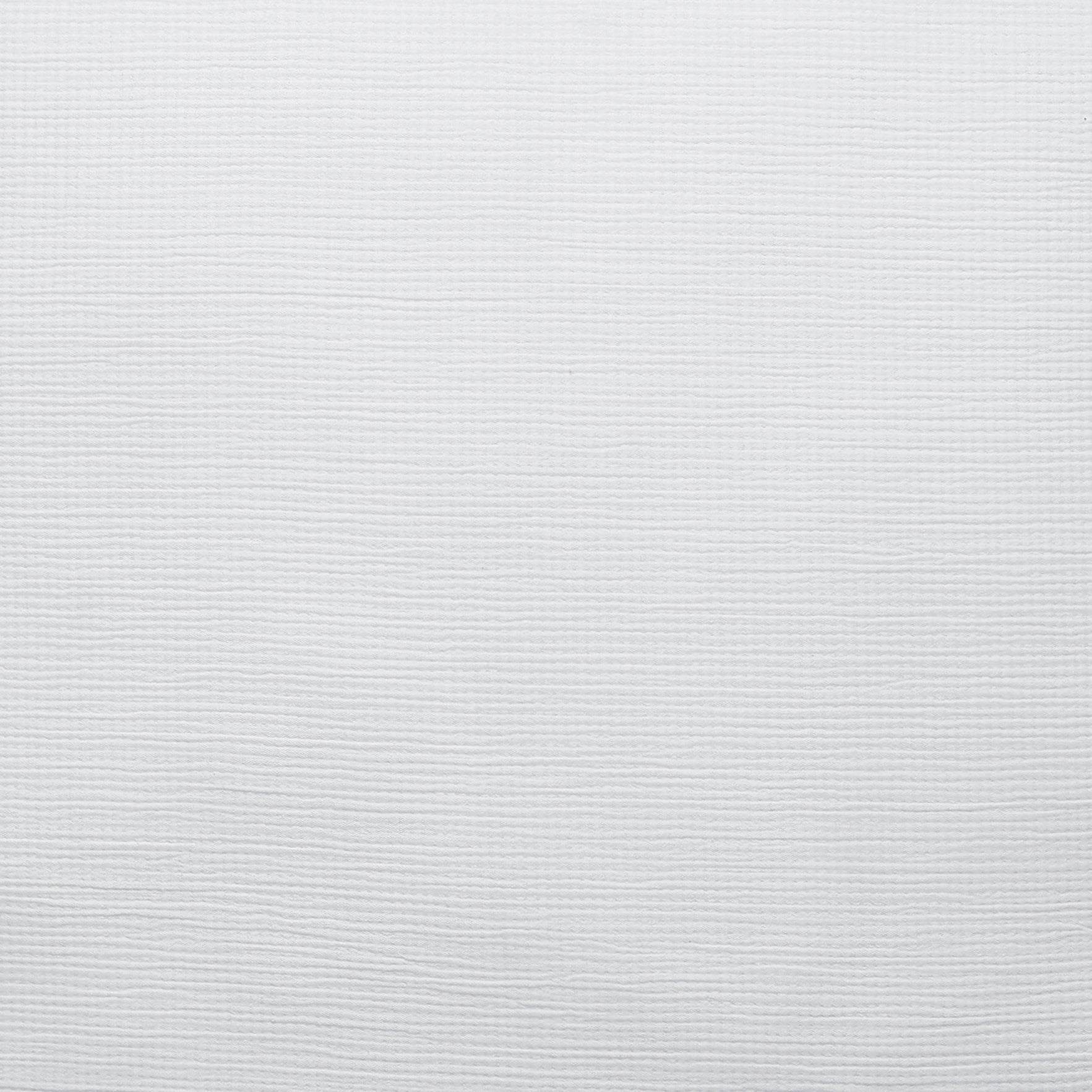 BL-858-11096_11|White textured waffle weave blanket fabric with subtle horizontal stripes. Lightweight, breathable cotton for cozy comfort and versatile use.