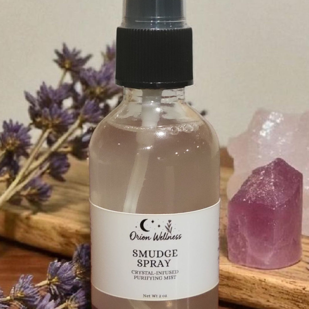 Smudge Spray label close-up, included in Sacred Space Ritual Box