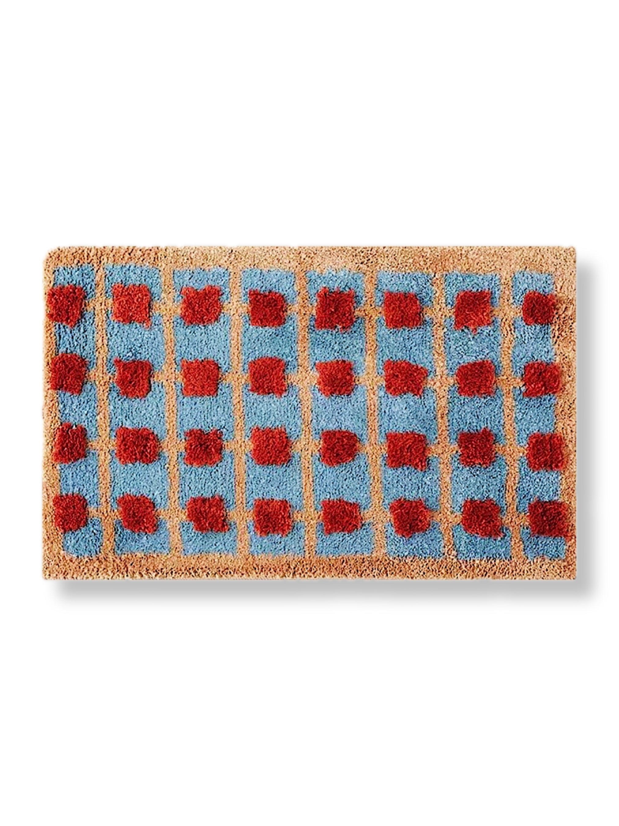 Ultra Soft Retro Whimsical Grid Bath Rug