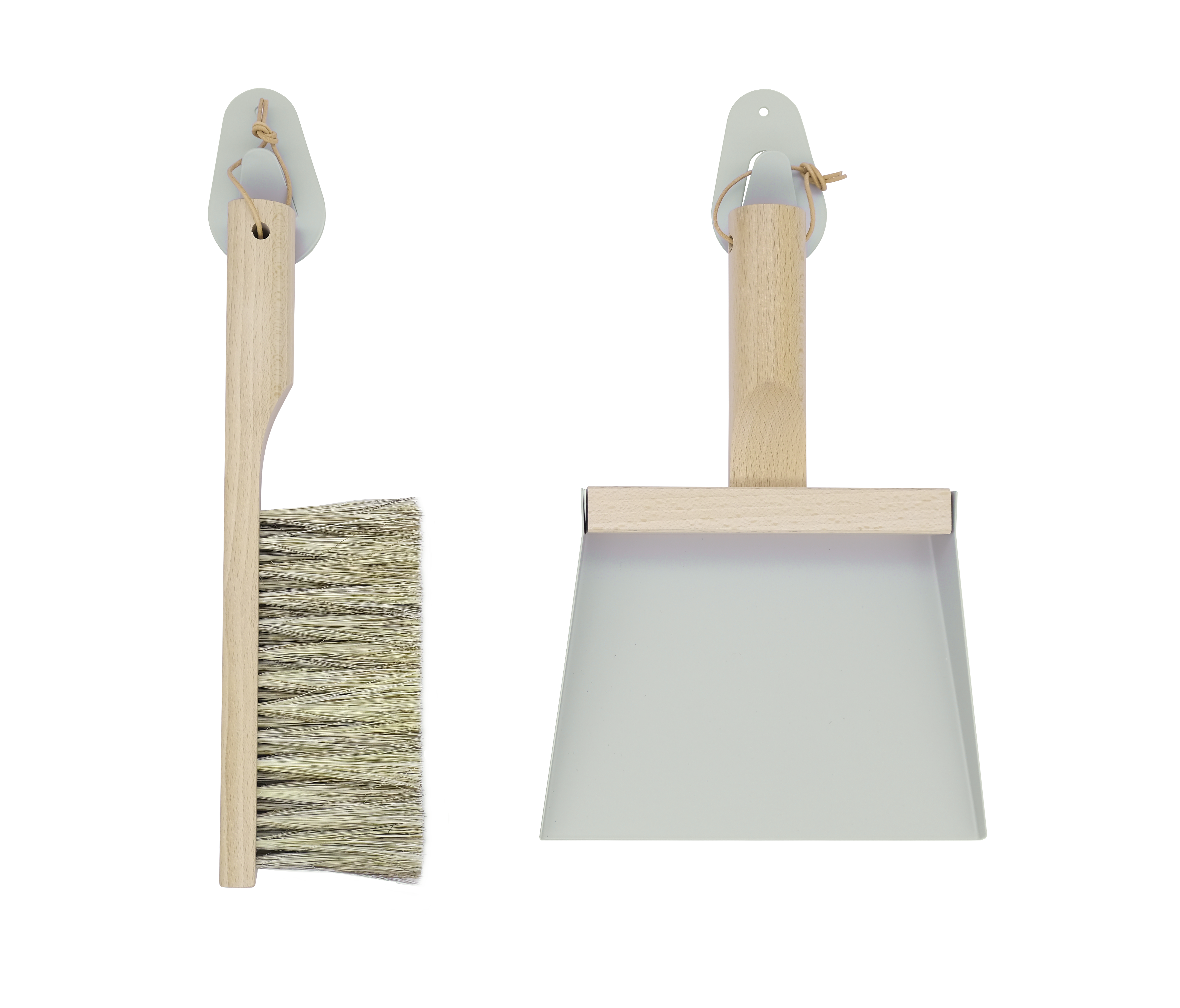 Andree Jardin NATURAL GRAY---"Mr & Mrs Clynk" Hand Brush, Dustpan and Wall Hooks