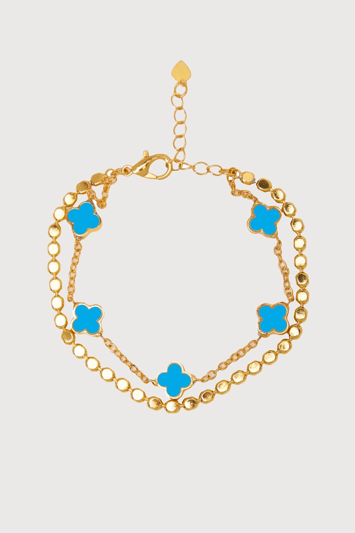 Multi Clover Charm Bracelet - Blue