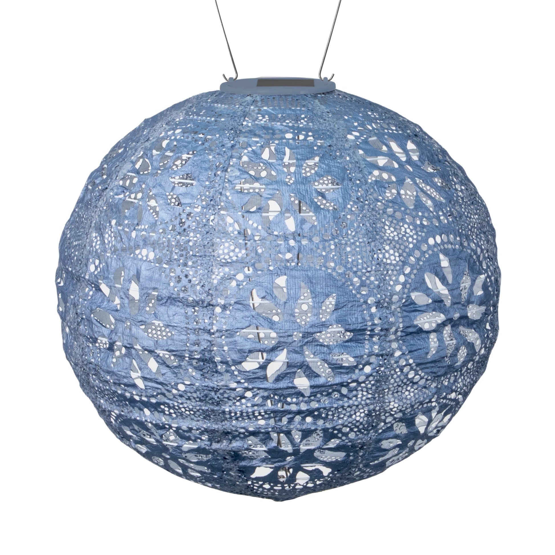 Soji Stella Boho Tyvek Solar Lantern Metallic Blue