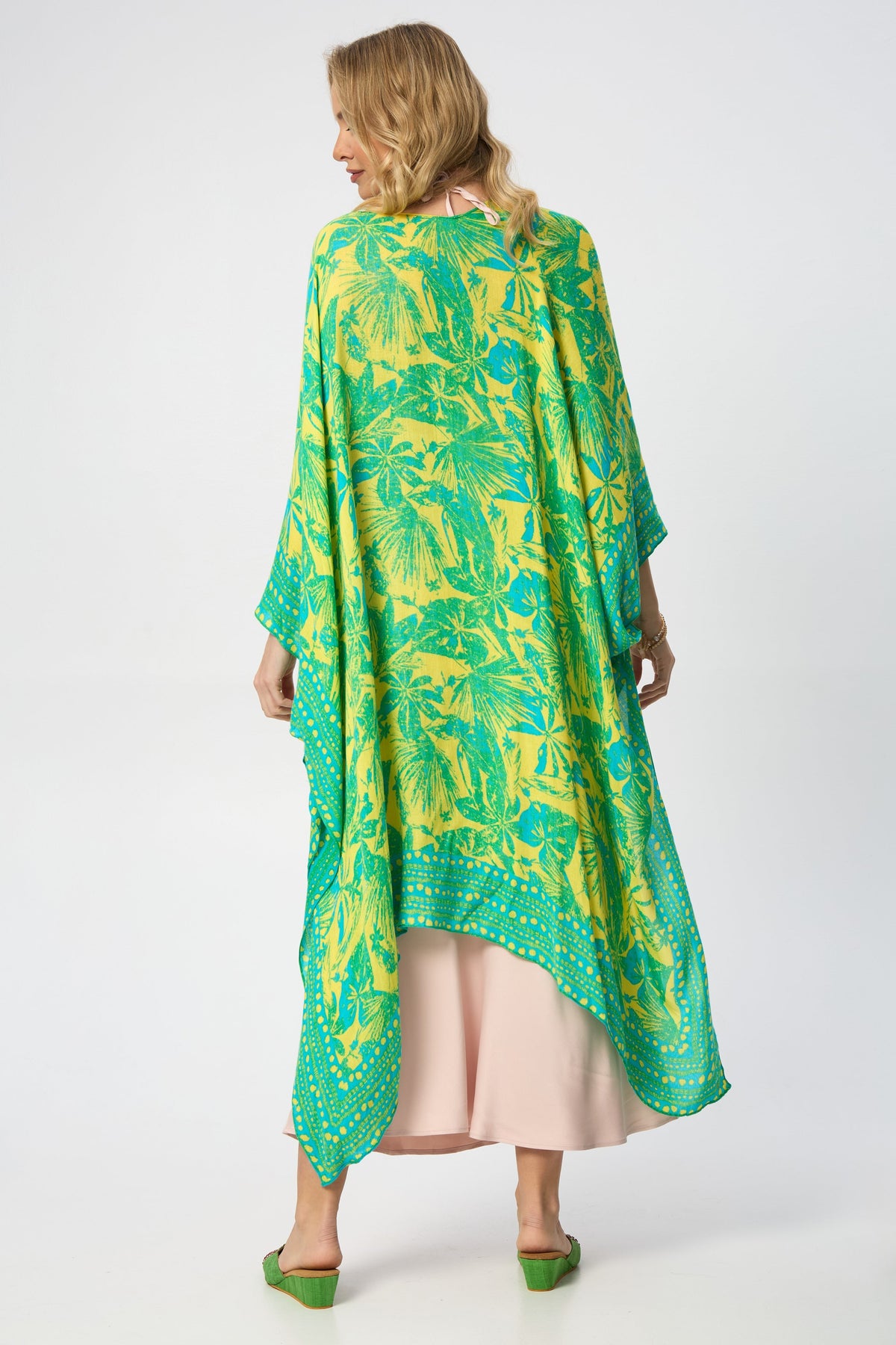 Tropical Print Kimono - Light Green