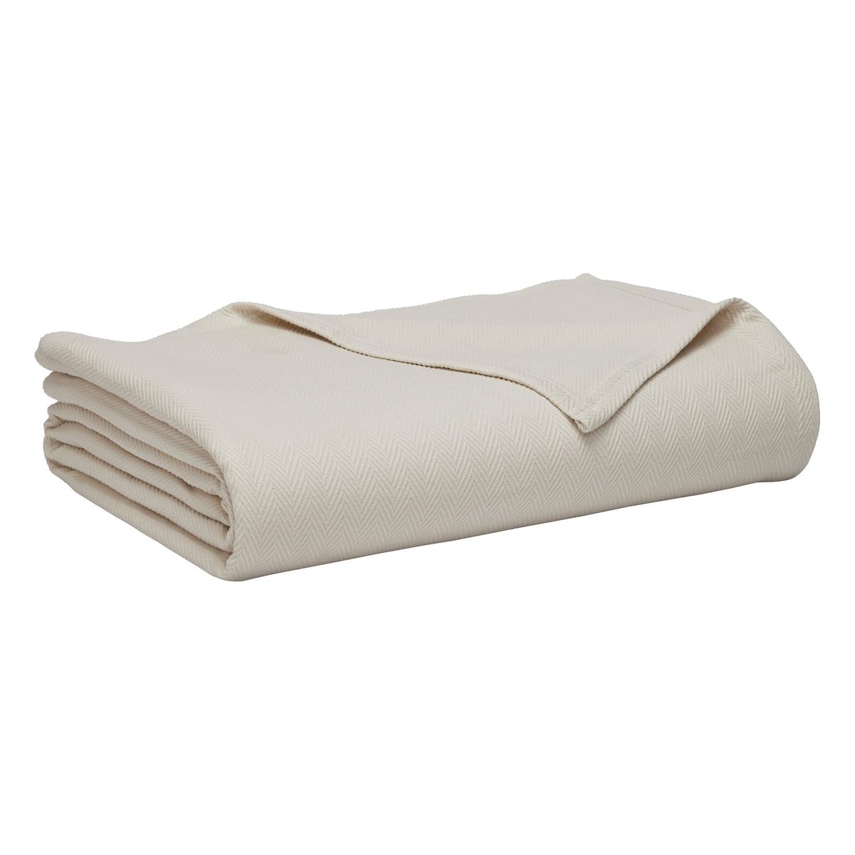 BL-866-11096_8|Soft, neatly folded cream herringbone cotton blanket. Perfect cozy bed throw for comfort and elegant bedroom style.