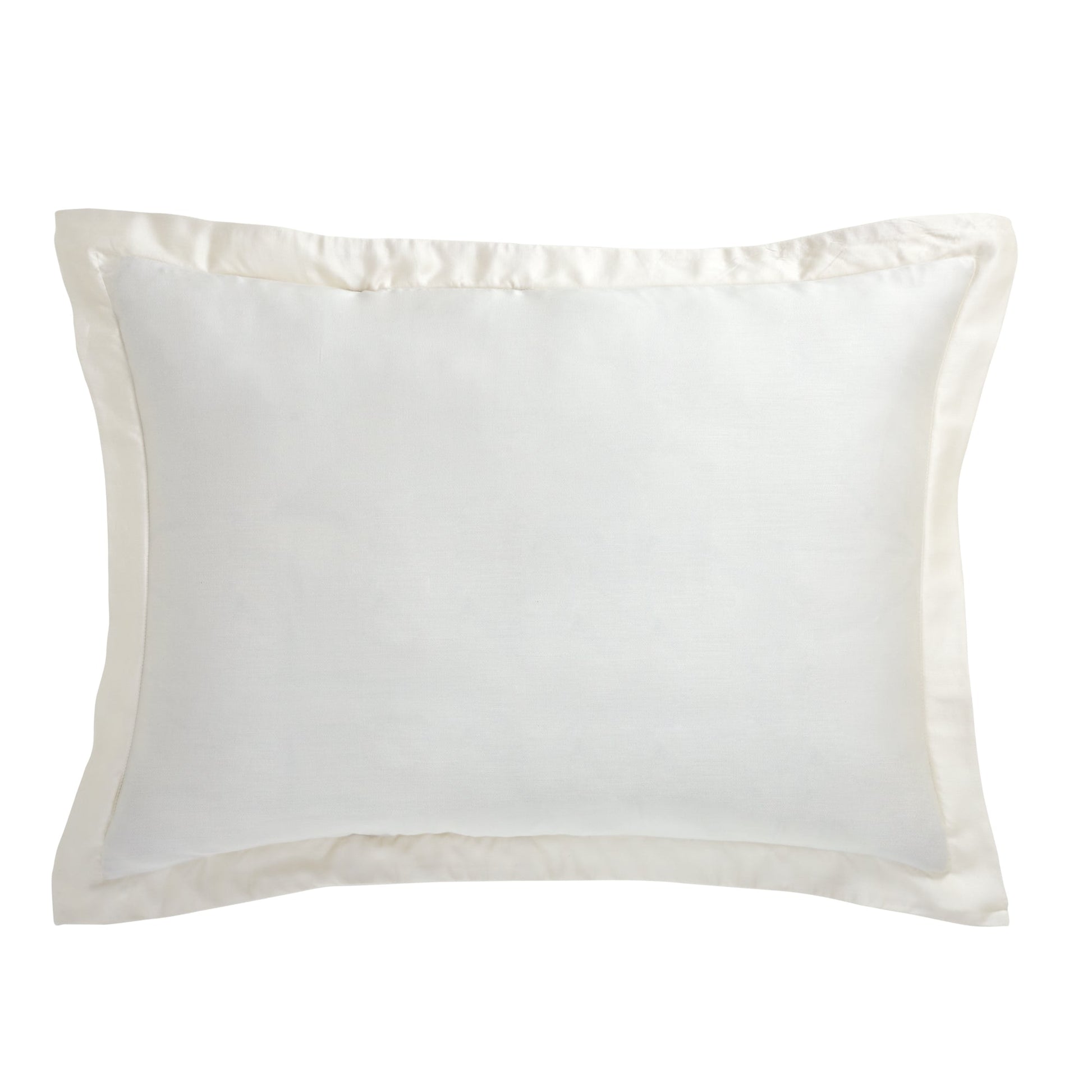 SS-046-2026_1|Elegant cream satin border duvet cover set, luxurious white sateen hotel style bedding for a sophisticated bedroom.