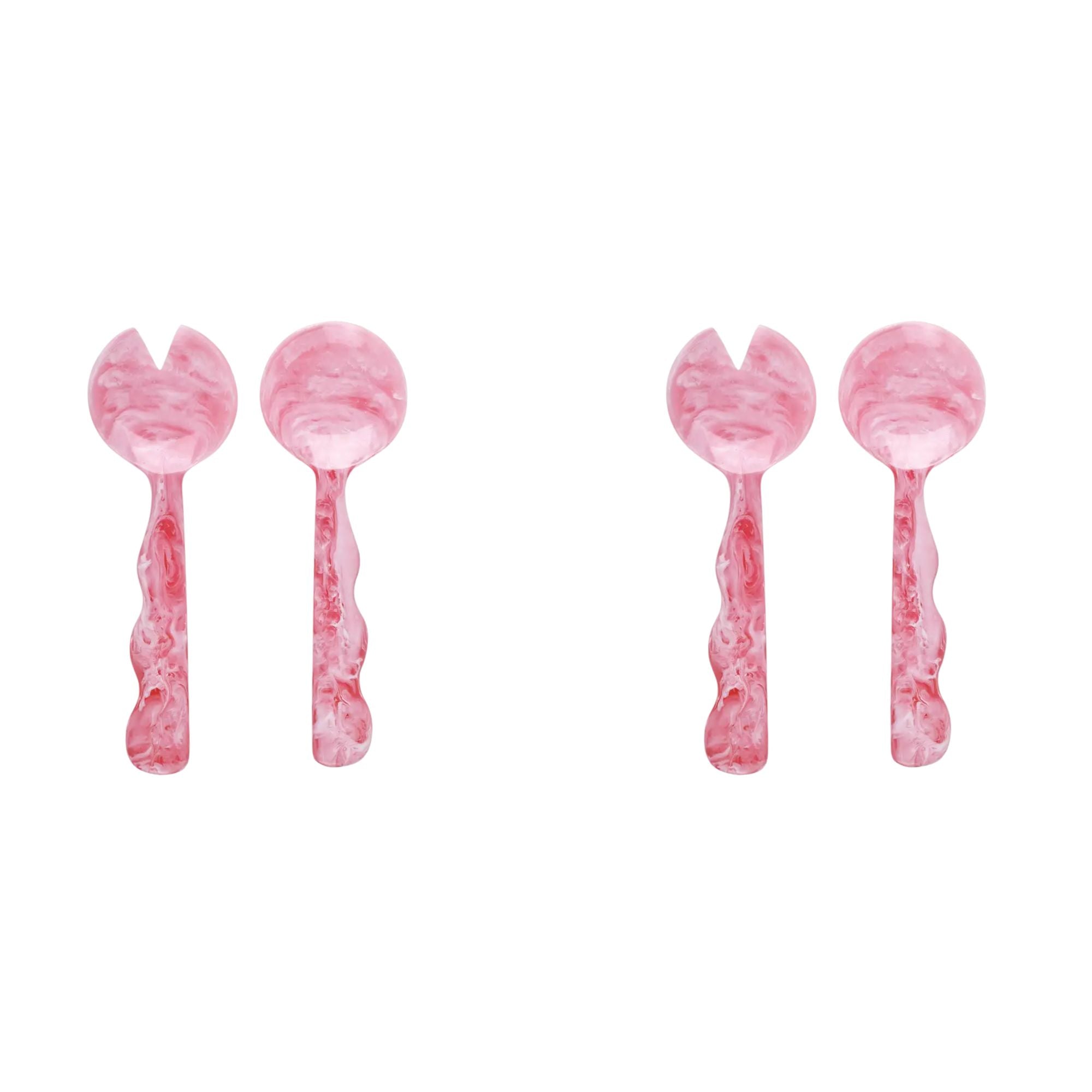 Handcrafted Resin Salad Server- Pink Set of 2 - 2 Quantity