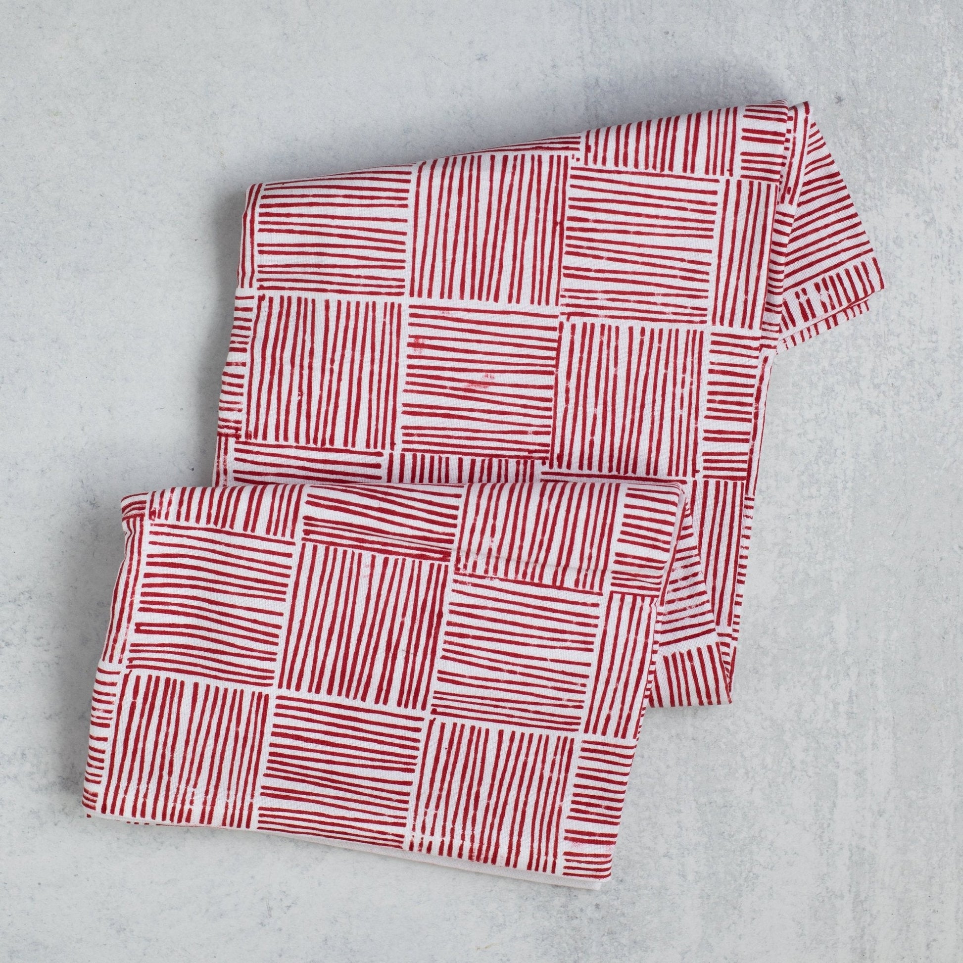 Table Throw - Striped, Red - The Mended Company