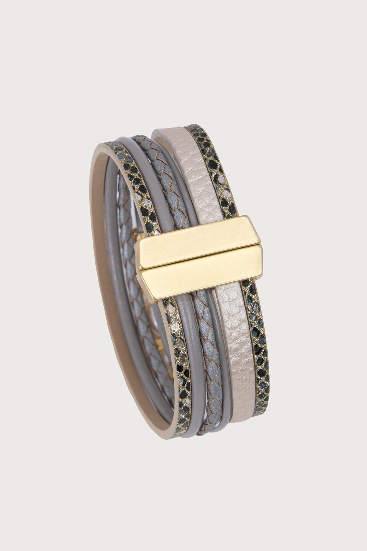 Multi Pearl Leather Bracelet - Brown