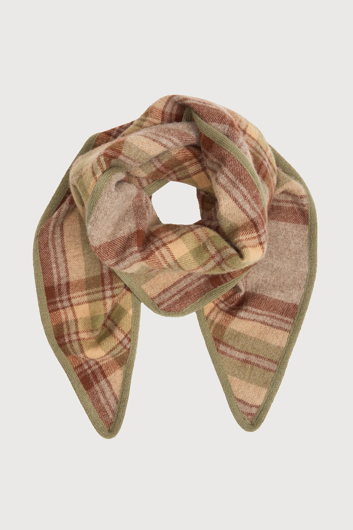 Plaid Wool Triangle Scarf - Grey