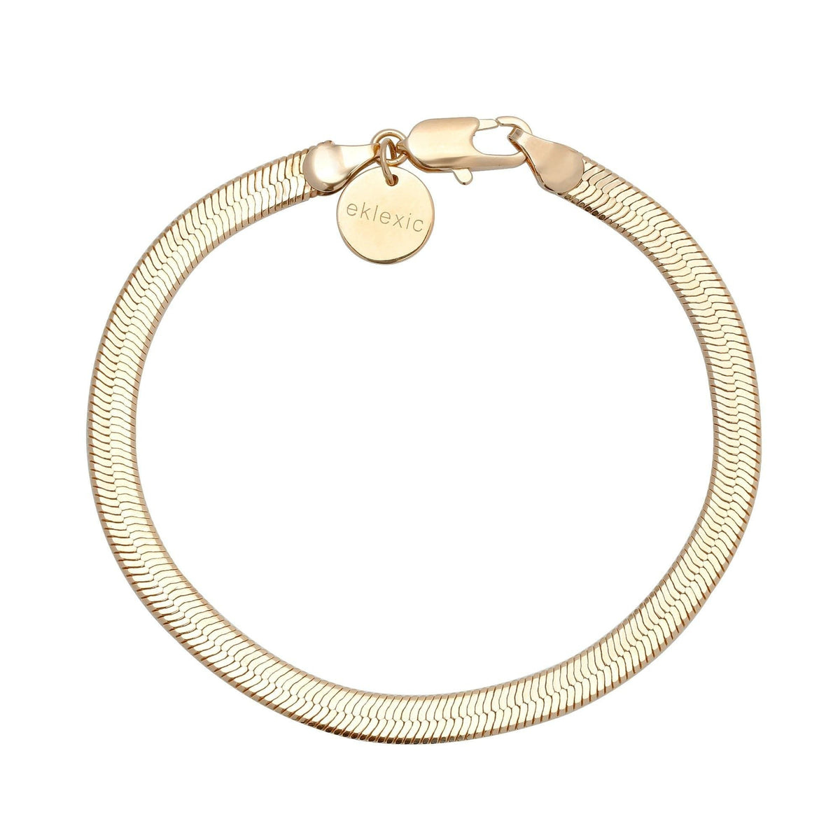 Gold Herringbone Bracelet on a 5mm Viper Chain Anklet for a stylish look